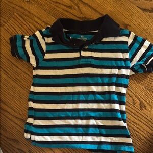 Place Blue and White Striped Polo Shirt Casual Knit Short Sleeve